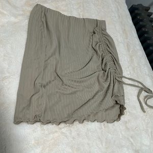 Rouched Tan Mini Skirt